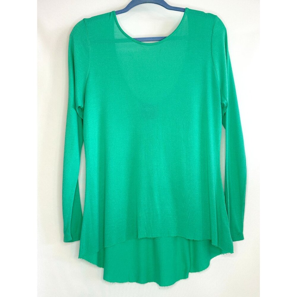Zara Low-back Long-sleeve Basic T-Shirt - Teal - Size Medium